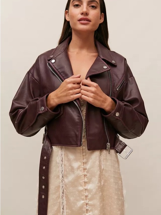 Avec Les Filles Jackets & Blazers - Avec Les Filles Faux Leather Moto Jacket